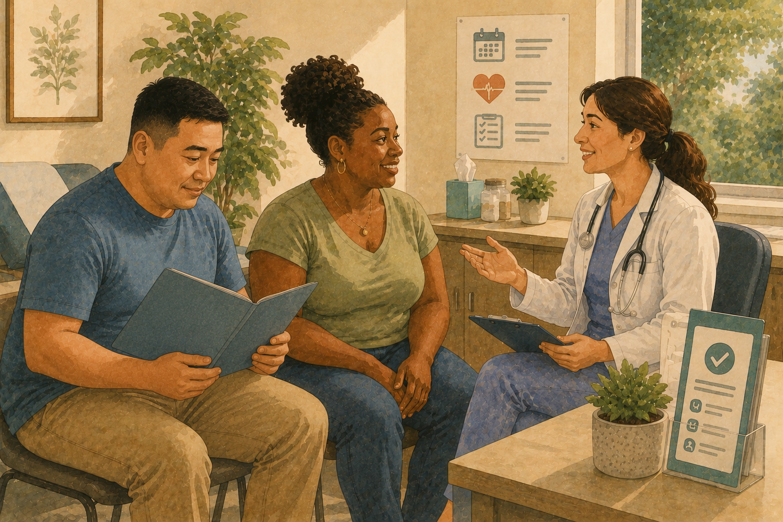 Doctor meeting with patients for a follow-up appointment