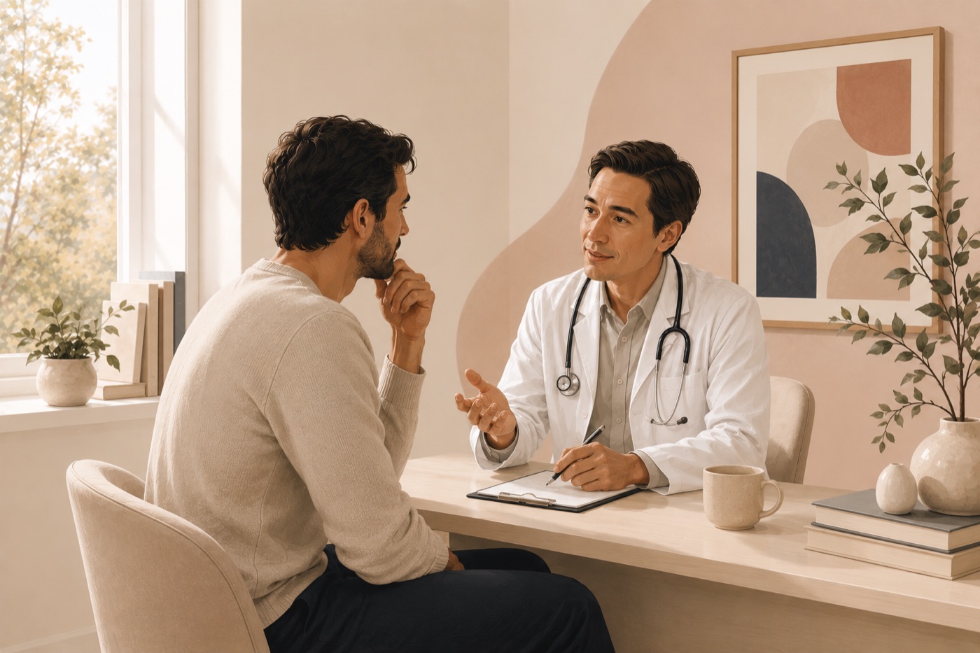 Doctor speaking with patient about mental health