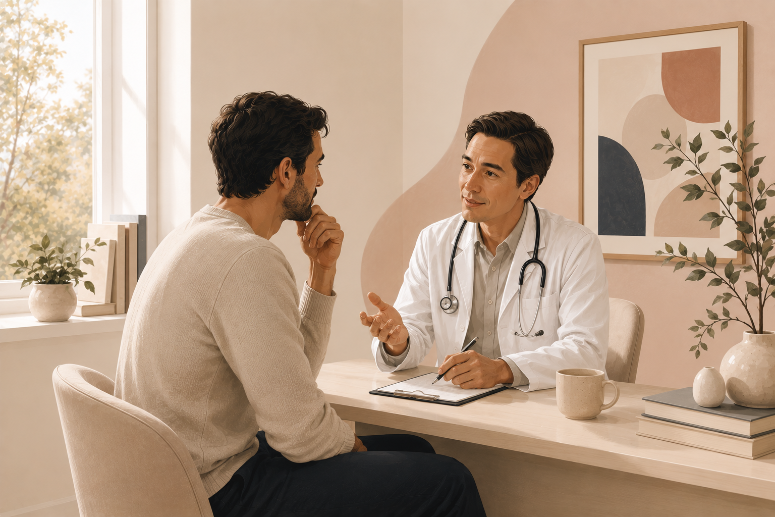 Doctor speaking with patient about mental health